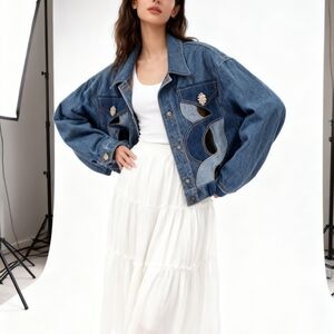 Upcycled Denim Jacket. Handmade With Upcycled Denim And Vintage Buttons